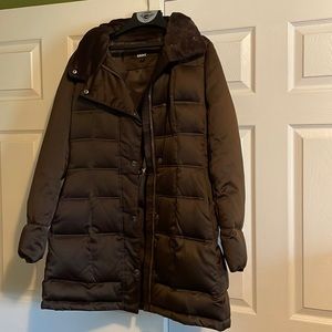 Gently Used DKNY Long Brown Puffer Coat Sz L